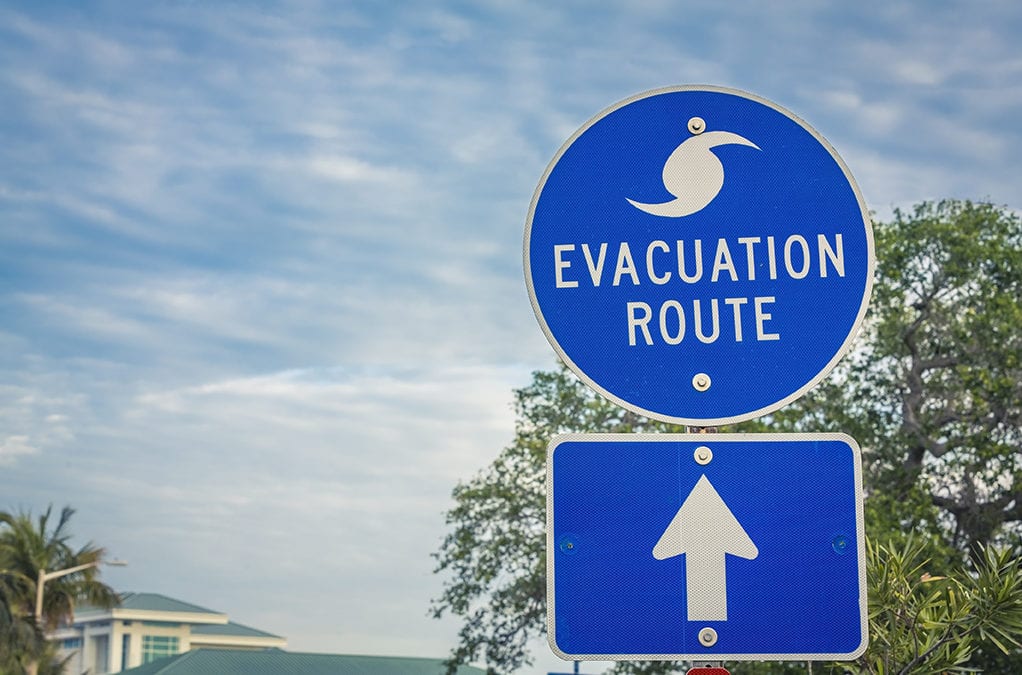 "evacuation Route" street sign
