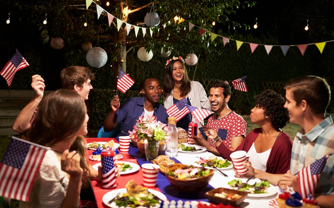 a group at a July 4 dinner