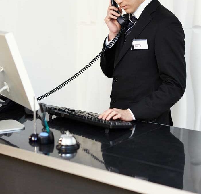 a concierge on the phone