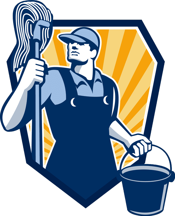 icon of a janitor holding a mop and bucket